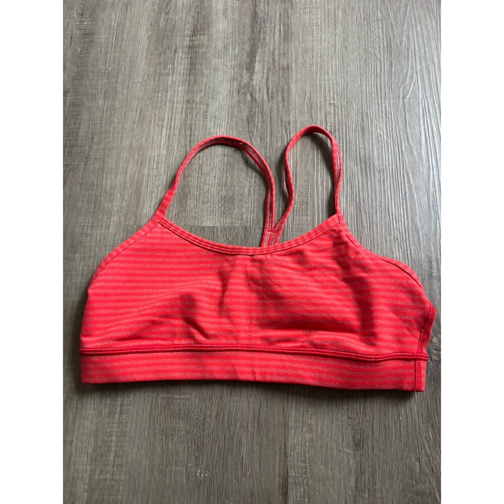 Lululemon Sports Bra Womens Size 4 orange Stripes Bra Racerback Athleisure